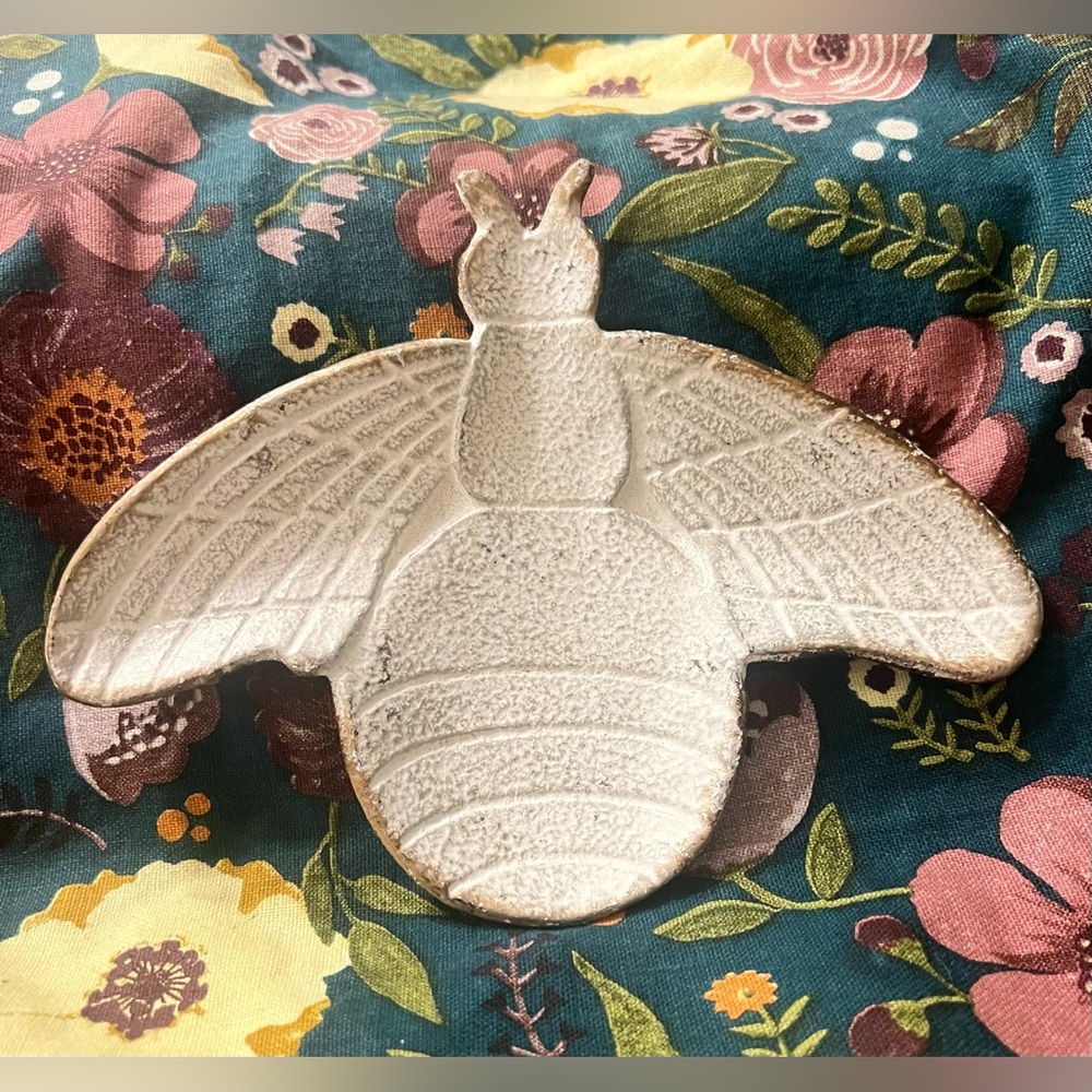 Bee Trinket White Cast Iron Dish, by Silk Degrees
